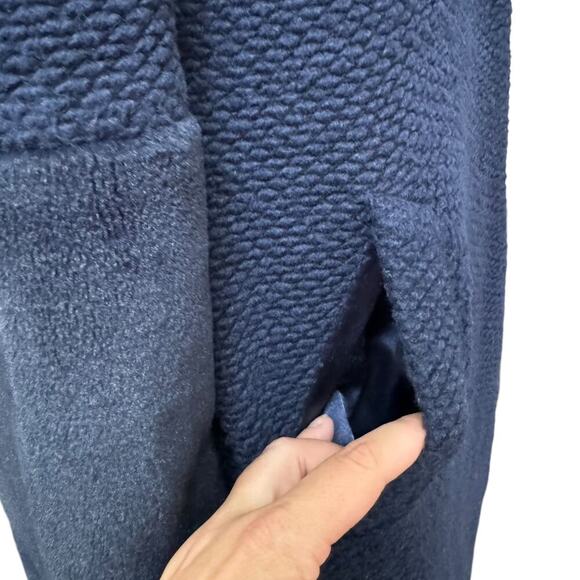 Hutch Tweed Faux-Fur Texture-Rich Wool-Blend Elaina Long Coat Navy Women's Small - Picture 7 of 10